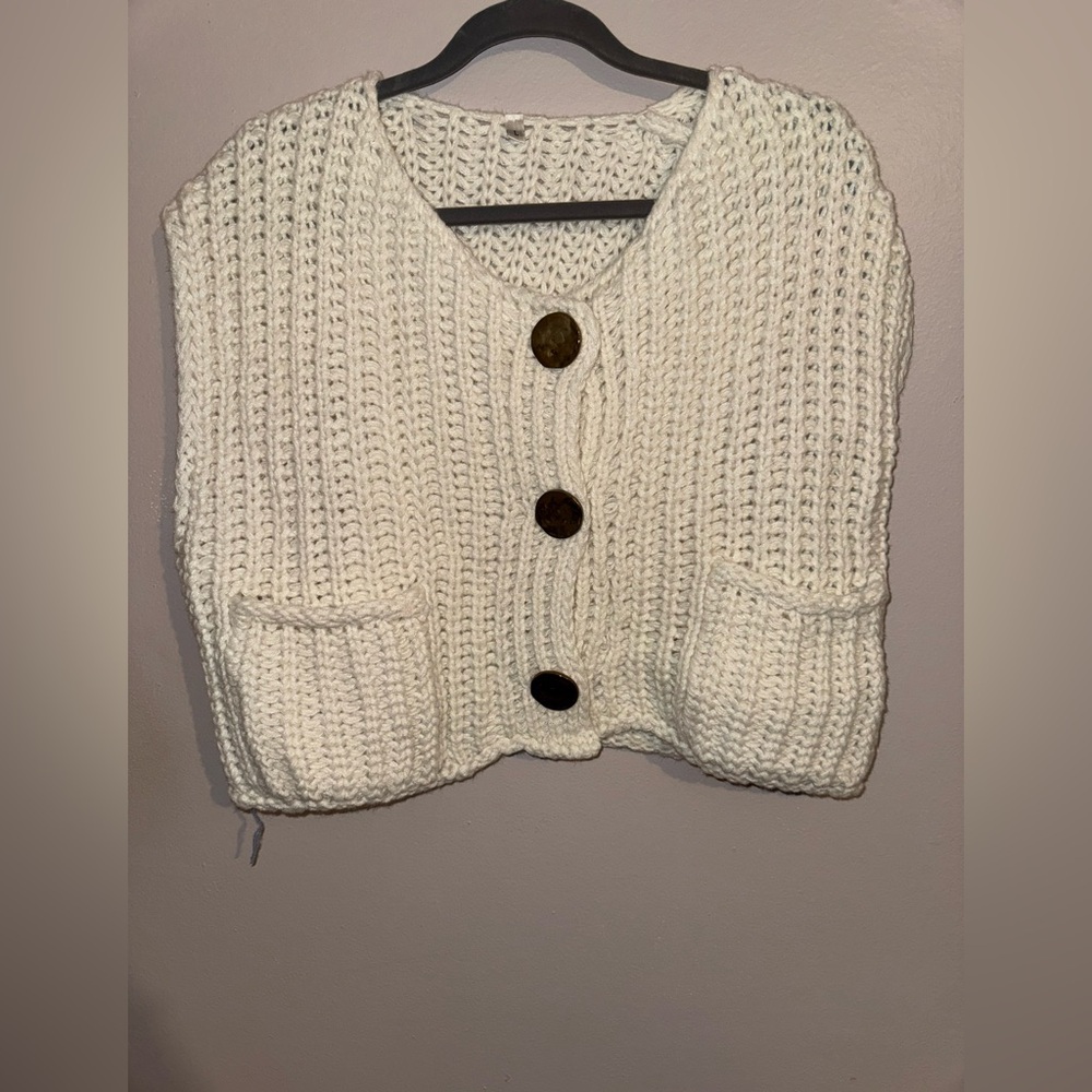 Amazon White Knit Cardigan Vest